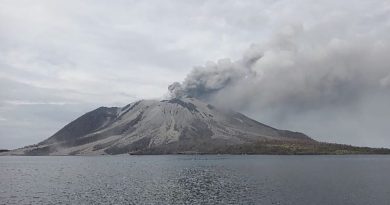 Vulcão do Monte Ruang, na Indonésia, vomita mais nuvens quentes